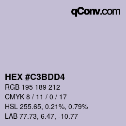 颜色代码: HEX #C3BDD4 | qconv.com
