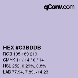 Color code: HEX #C3BDDB | qconv.com