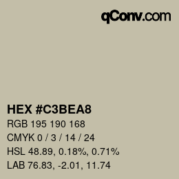 Color code: HEX #C3BEA8 | qconv.com