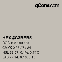 Color code: HEX #C3BEB5 | qconv.com