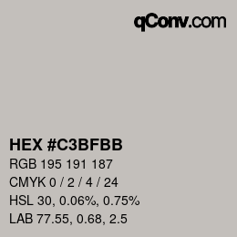 Color code: HEX #C3BFBB | qconv.com