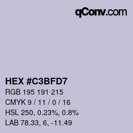 カラーコード: HEX #C3BFD7 | qconv.com