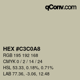 Color code: HEX #C3C0A8 | qconv.com