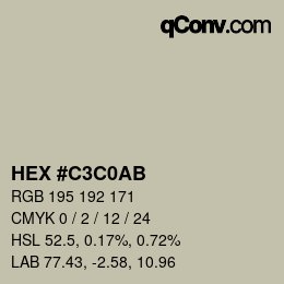 Color code: HEX #C3C0AB | qconv.com