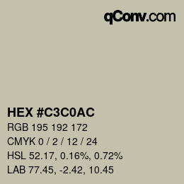 Color code: HEX #C3C0AC | qconv.com