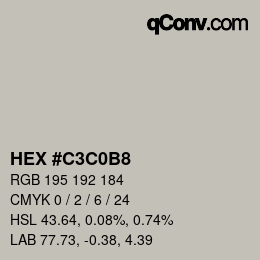 Color code: HEX #C3C0B8 | qconv.com