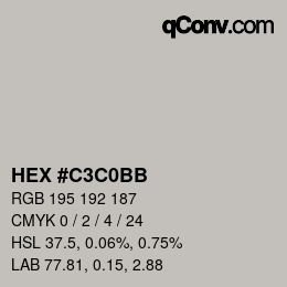 Color code: HEX #C3C0BB | qconv.com