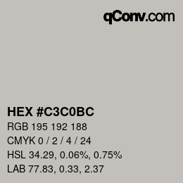 カラーコード: HEX #C3C0BC | qconv.com