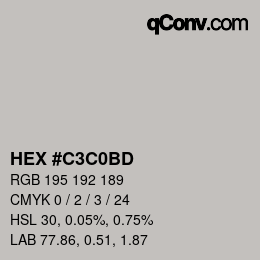 Color code: HEX #C3C0BD | qconv.com