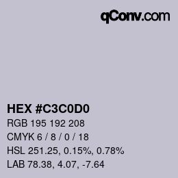 Color code: HEX #C3C0D0 | qconv.com