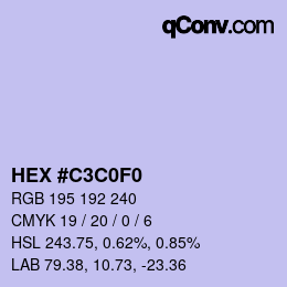 Color code: HEX #C3C0F0 | qconv.com