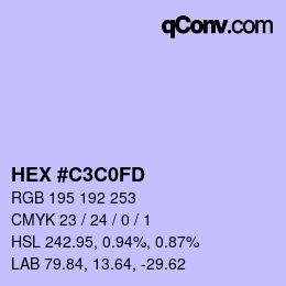 Color code: HEX #C3C0FD | qconv.com