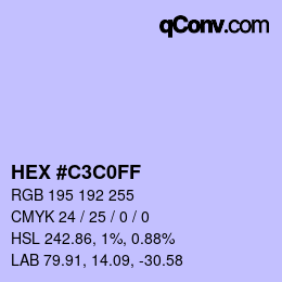 Color code: HEX #C3C0FF | qconv.com