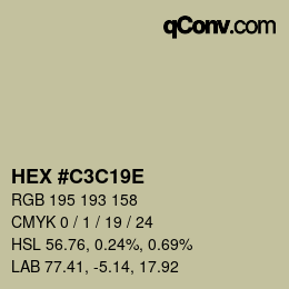 Color code: HEX #C3C19E | qconv.com