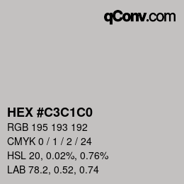 Code couleur: HEX #C3C1C0 | qconv.com