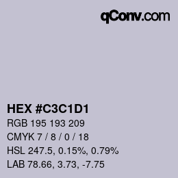 カラーコード: HEX #C3C1D1 | qconv.com
