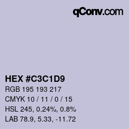 Color code: HEX #C3C1D9 | qconv.com