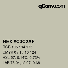 カラーコード: HEX #C3C2AF | qconv.com