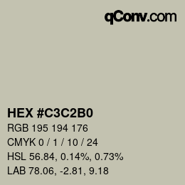 カラーコード: HEX #C3C2B0 | qconv.com