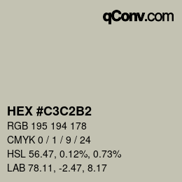 颜色代码: HEX #C3C2B2 | qconv.com