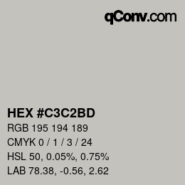 カラーコード: HEX #C3C2BD | qconv.com
