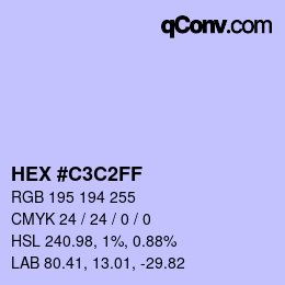 カラーコード: HEX #C3C2FF | qconv.com