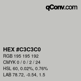 Farbcode: HEX #C3C3C0 | qconv.com