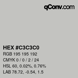 カラーコード: HEX #C3C3C0 | qconv.com