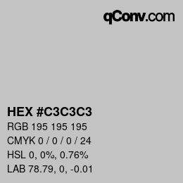 カラーコード: HEX #C3C3C3 | qconv.com