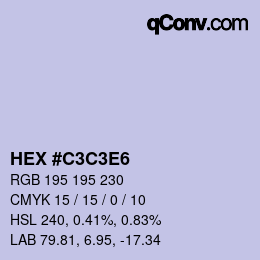 Color code: HEX #C3C3E6 | qconv.com