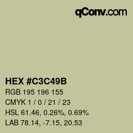 Color code: HEX #C3C49B | qconv.com