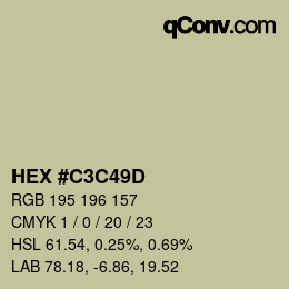 Color code: HEX #C3C49D | qconv.com