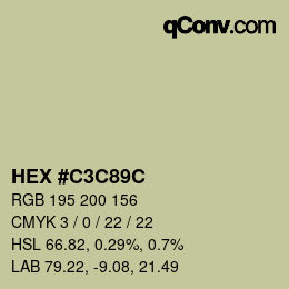 Color code: HEX #C3C89C | qconv.com
