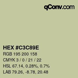Color code: HEX #C3C89E | qconv.com