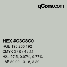 カラーコード: HEX #C3C8C0 | qconv.com