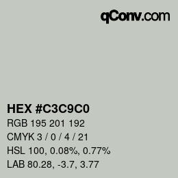 カラーコード: HEX #C3C9C0 | qconv.com