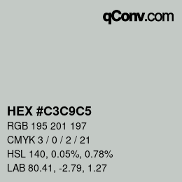カラーコード: HEX #C3C9C5 | qconv.com