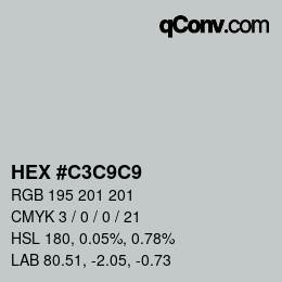 カラーコード: HEX #C3C9C9 | qconv.com
