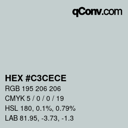 Farbcode: HEX #C3CECE | qconv.com