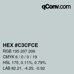 カラーコード: HEX #C3CFCE | qconv.com