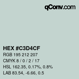 カラーコード: HEX #C3D4CF | qconv.com