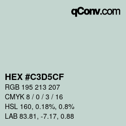 颜色代码: HEX #C3D5CF | qconv.com