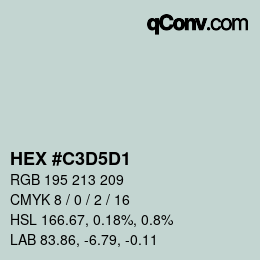 颜色代码: HEX #C3D5D1 | qconv.com
