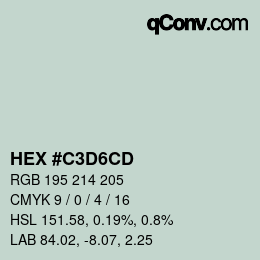 颜色代码: HEX #C3D6CD | qconv.com
