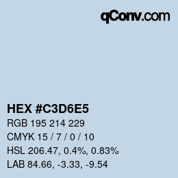 颜色代码: HEX #C3D6E5 | qconv.com