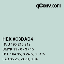 カラーコード: HEX #C3DAD4 | qconv.com