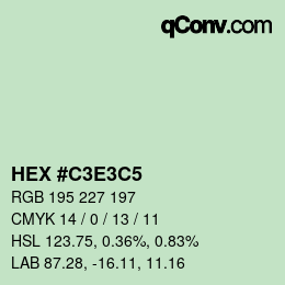 カラーコード: HEX #C3E3C5 | qconv.com