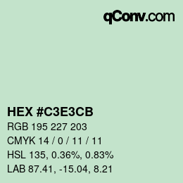 カラーコード: HEX #C3E3CB | qconv.com