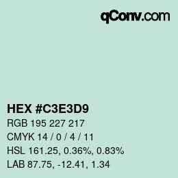 Color code: HEX #C3E3D9 | qconv.com