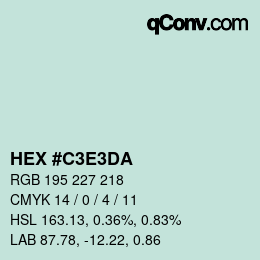 Color code: HEX #C3E3DA | qconv.com